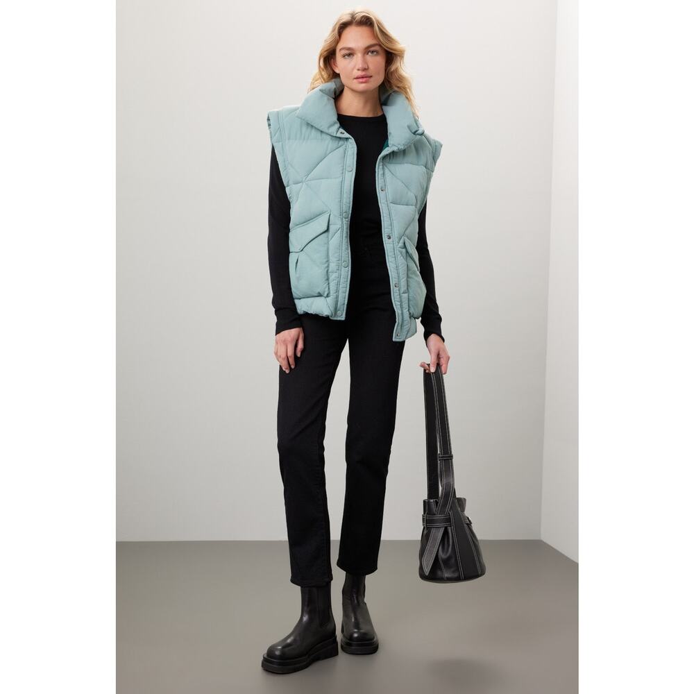 OOF Blue Sleeveless Collared Puffer Vest Size 2